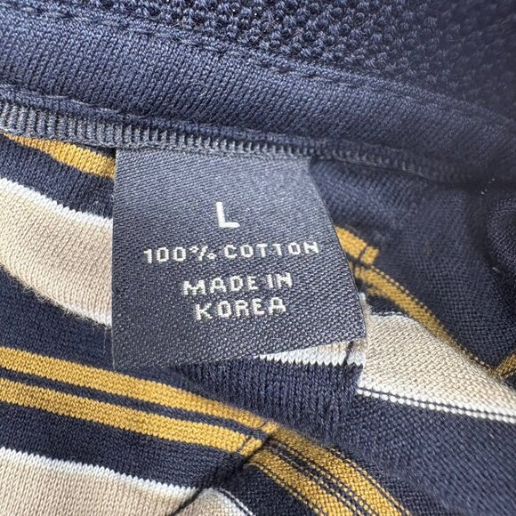 Hart Schaffner Marx Striped Polo Shirt Navy/Beige/White Men's size Large - Picture 3 of 6